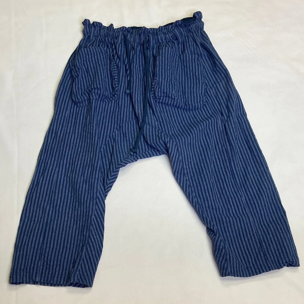 Free People Blue Paper Bag Runyon Harem Pinstripe Jeans Size XS EUC - Picture 4 of 14